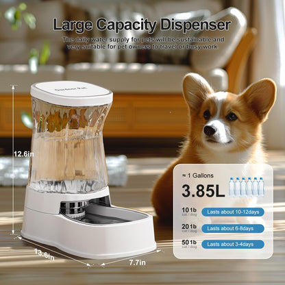 Gardner Pet Automatic Dog Water Dispenser Gravity Stainless Steel Water Waterer Feeder, 100%