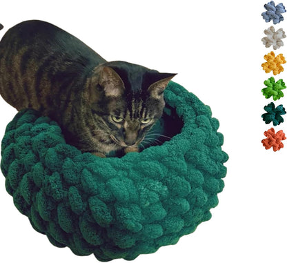 Cat Nest Bed – Premium Handwoven Washable Extra Soft Round Cave House for Indoor Kitten & Kitty