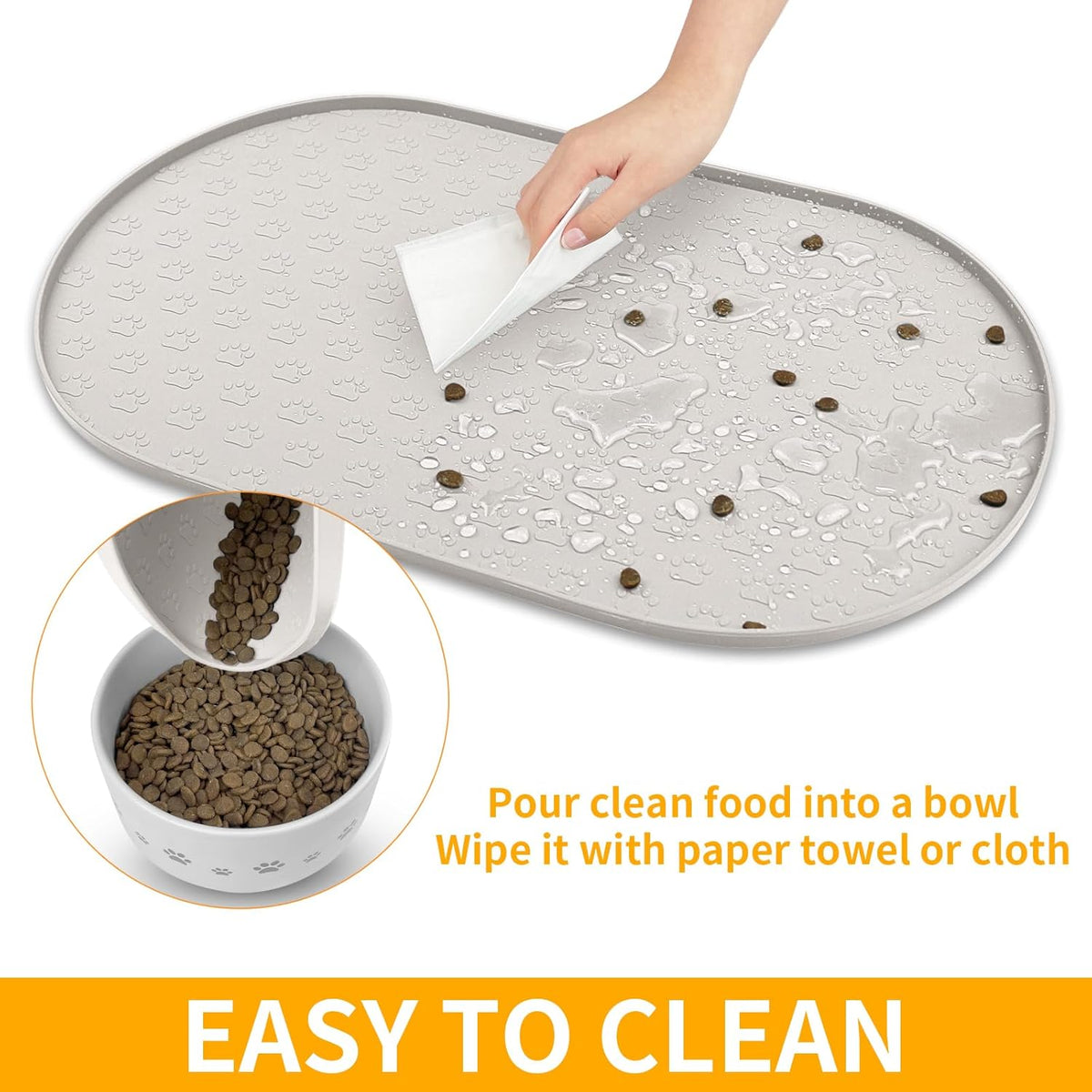 KPWACD Dog Food Mat Anti-Slip Bowl Mats for Food and Water, High-Lips Waterproof Pet Placemat