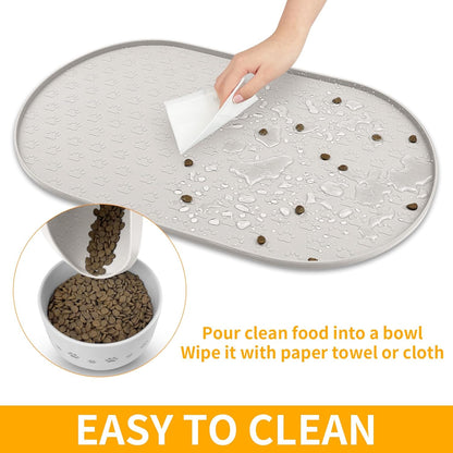 KPWACD Dog Food Mat Anti-Slip Bowl Mats for Food and Water, High-Lips Waterproof Pet Placemat