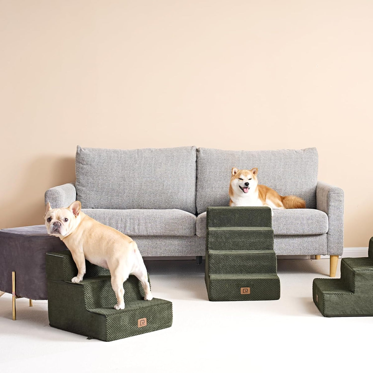 EHEYCIGA Dog Stairs for Bed 18" H, 4-Step Dog Steps for High Bed, Pet Steps for Small Dogs and