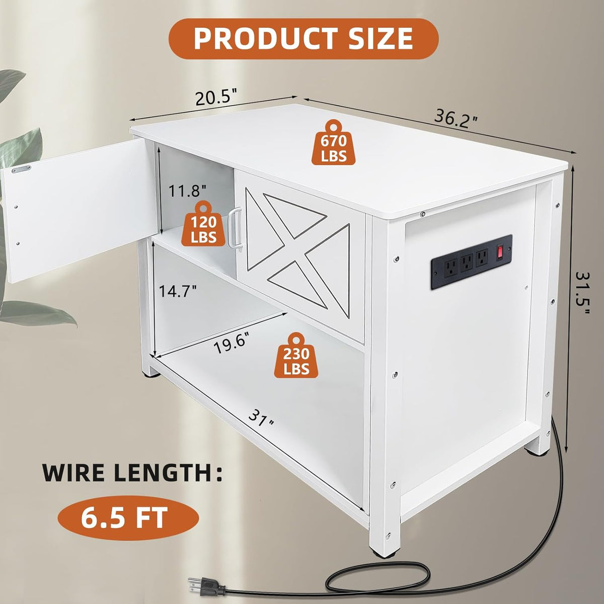 40 Gallon Tank Stand with Cabinet and Power Outlets, Heavy Duty Metal Aquarium Stand for 40-50