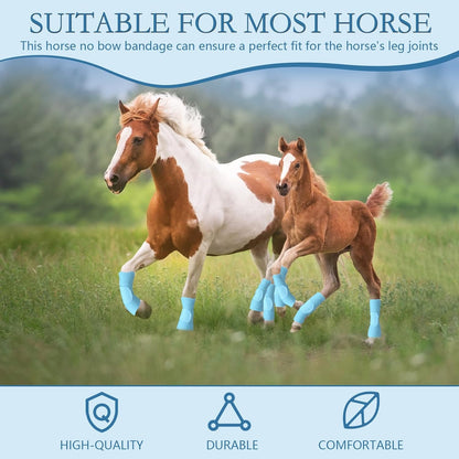 Set of 4 Horse No Bow Bandage 3D Contoured Standing Wrap Bandages Stable Nylon Horse Leg Wraps for