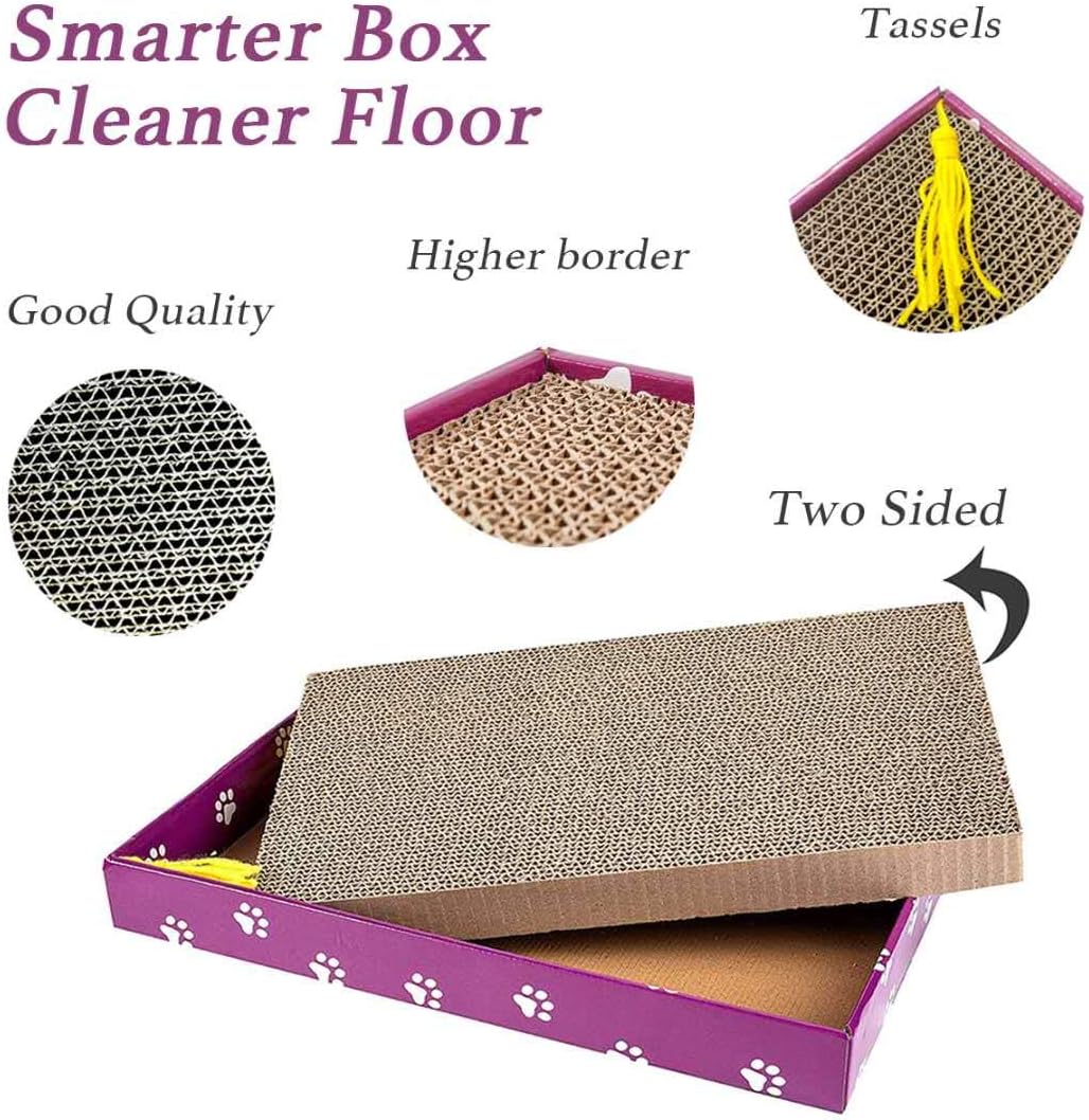 PEEKAB Cat Scratcher Cardboard Wide Scratching Board Reversible Corrugate Cat Scratch Pad with Box