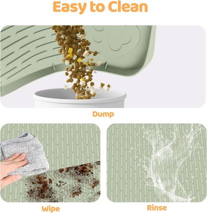 Cat Food Mat, 40" x 28" Extra Large Silicone Pet Feeding Mat with Raised Edge Pet Placemat for Food