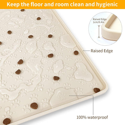 Ptlom Silicone Pet Placemat for Dog and Cat, Waterproof Non-Slip Pet Feeding Bowl Mats for Food and
