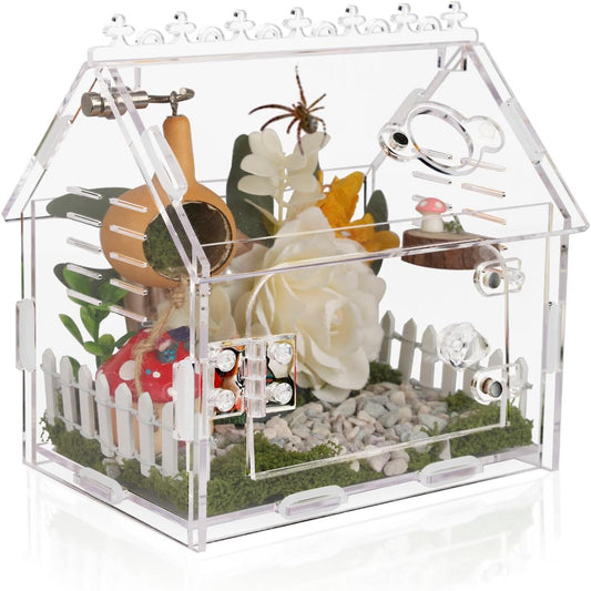 Magnetic Acrylic Terrarium Kit - 5.9"x3.9"x5.1" Jumping Spider Enclosure/Tarantula Cage with Secure