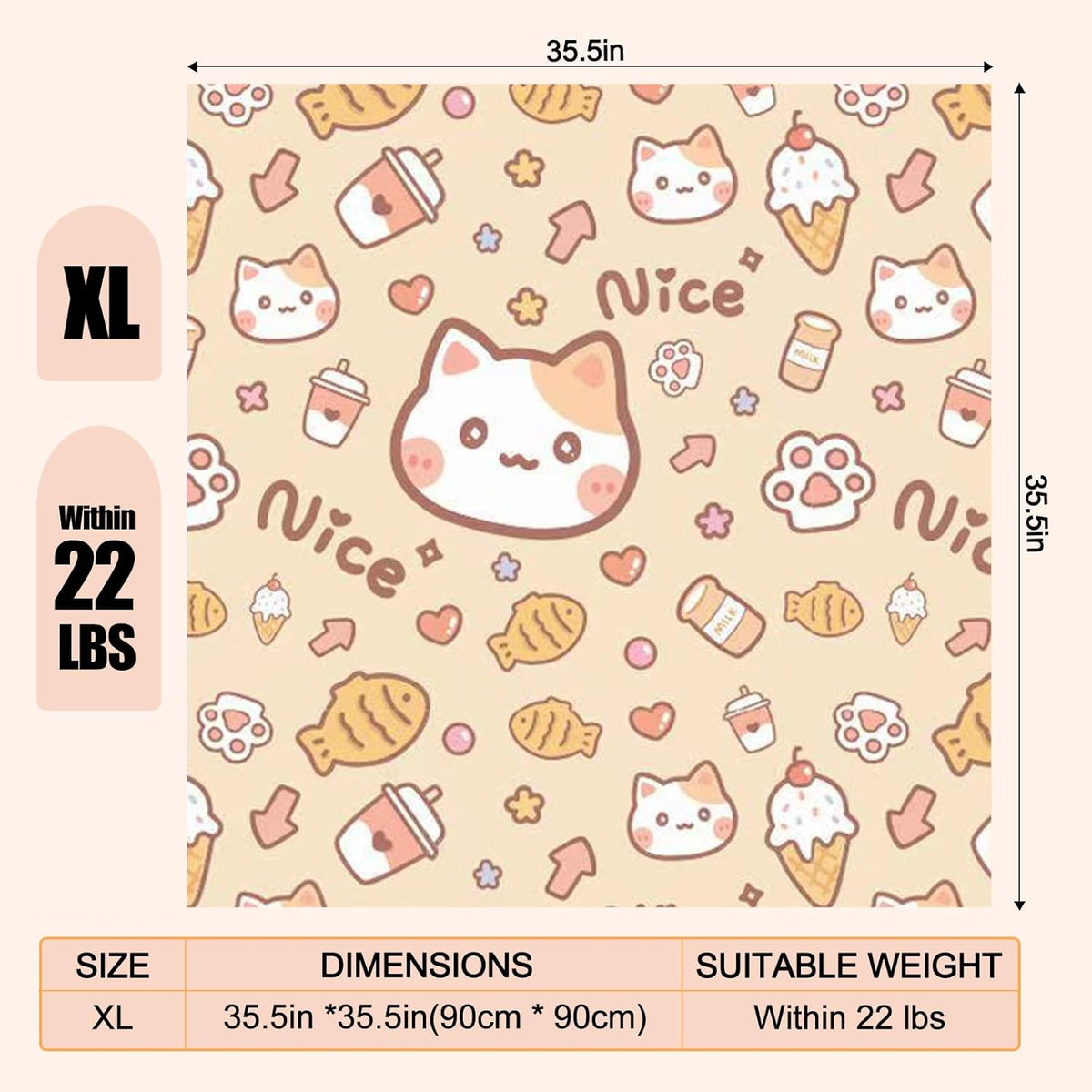 35.5" Cat Grooming Wrap Cat Wrap for Cutting Nails Cat Restraint for Nail Clipping Cat Swaddle Wrap