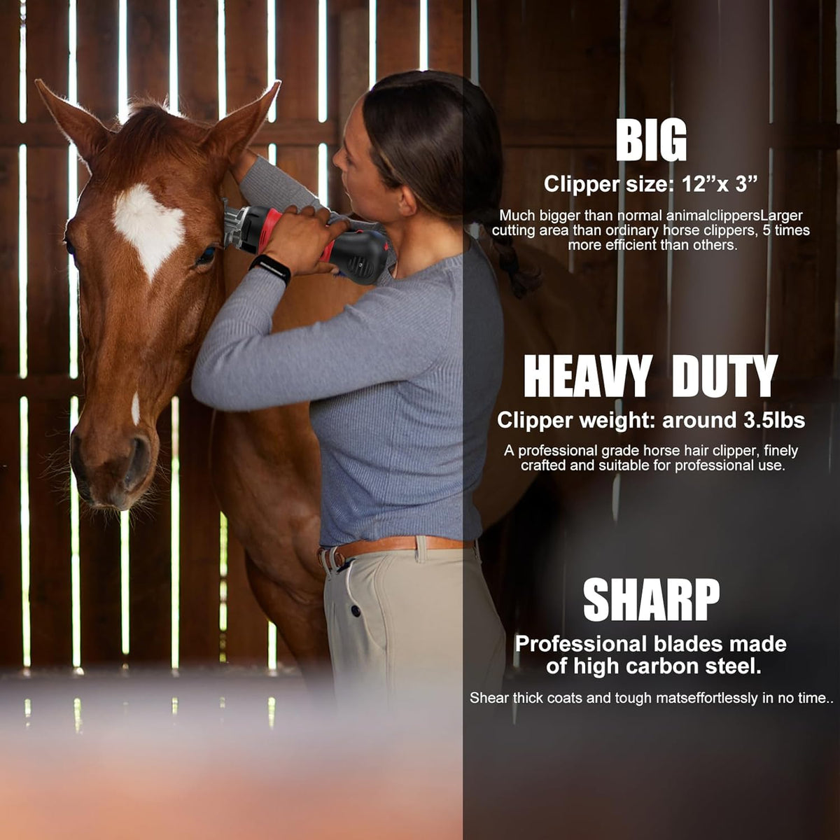 Horse Clippers,600W Professional Electric Horse Grooming Kit, Shaving Equine Clippers for Horses