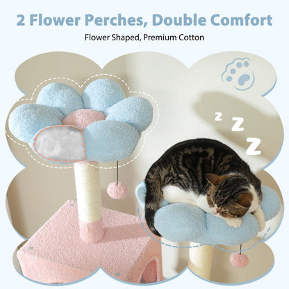 PAWZ Road Flower Cat Tree, 72 Inches Large Cat Tower with Steel Frame Hammock and 7 Scratching
