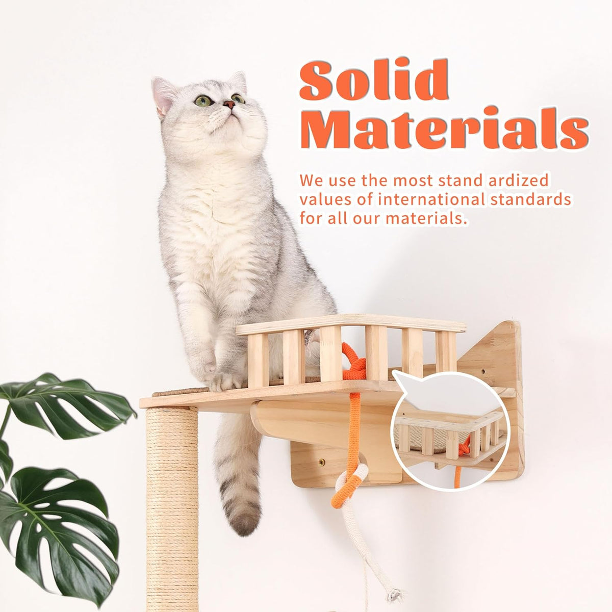 Wall Mounted Cat Tree - 7 PCS Cat Wall Shelves & Perches with Tall Sisal Scratching Posts, Wall