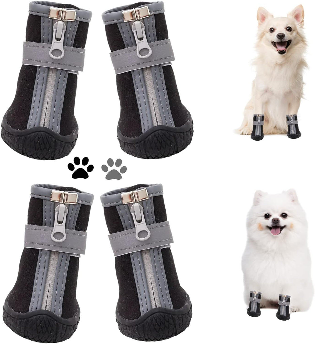 Dog Shoes for Small Dogs, Puppy Dog Boots & Paw Protector for Winter Snow Day, Summer Hot Pavement