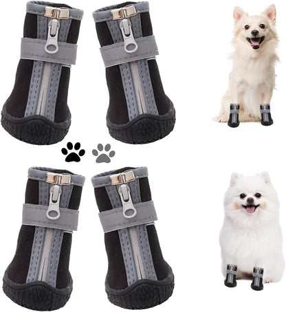 Dog Shoes for Small Dogs, Puppy Dog Boots & Paw Protector for Winter Snow Day, Summer Hot Pavement