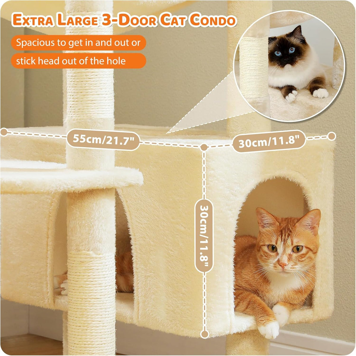 PAWZ Road Heavy Duty Cat Tree for Large Cats, 81 Inches Tall Cat Tower with 2 Perches, 2 Condos and