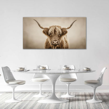 Large Highland Cow Wall Art Farmhouse Country Extra Canvas Living Room Oversize Western Cattle Wall