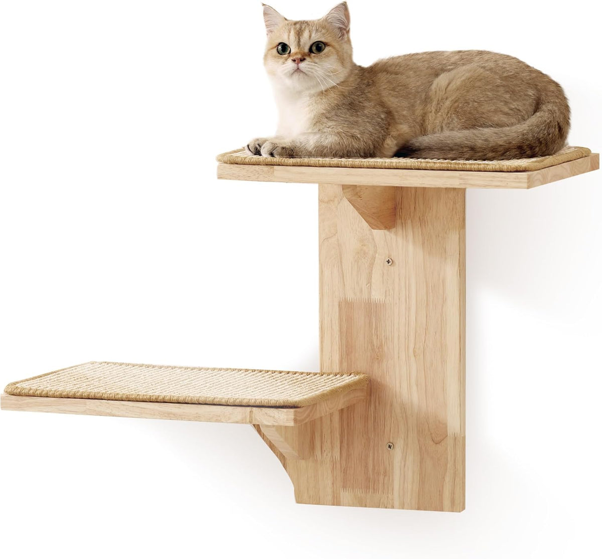 FUKUMARU Cat Wall Shelves, 2 Platform Kitten Wall Furniture, Tree Shape Wall-Mounted Floating Shelf