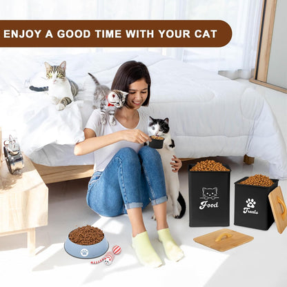 Cat Food Storage Container with Scoop, 2PCS Cat Food Storage Container with Lids Airtight, Cat