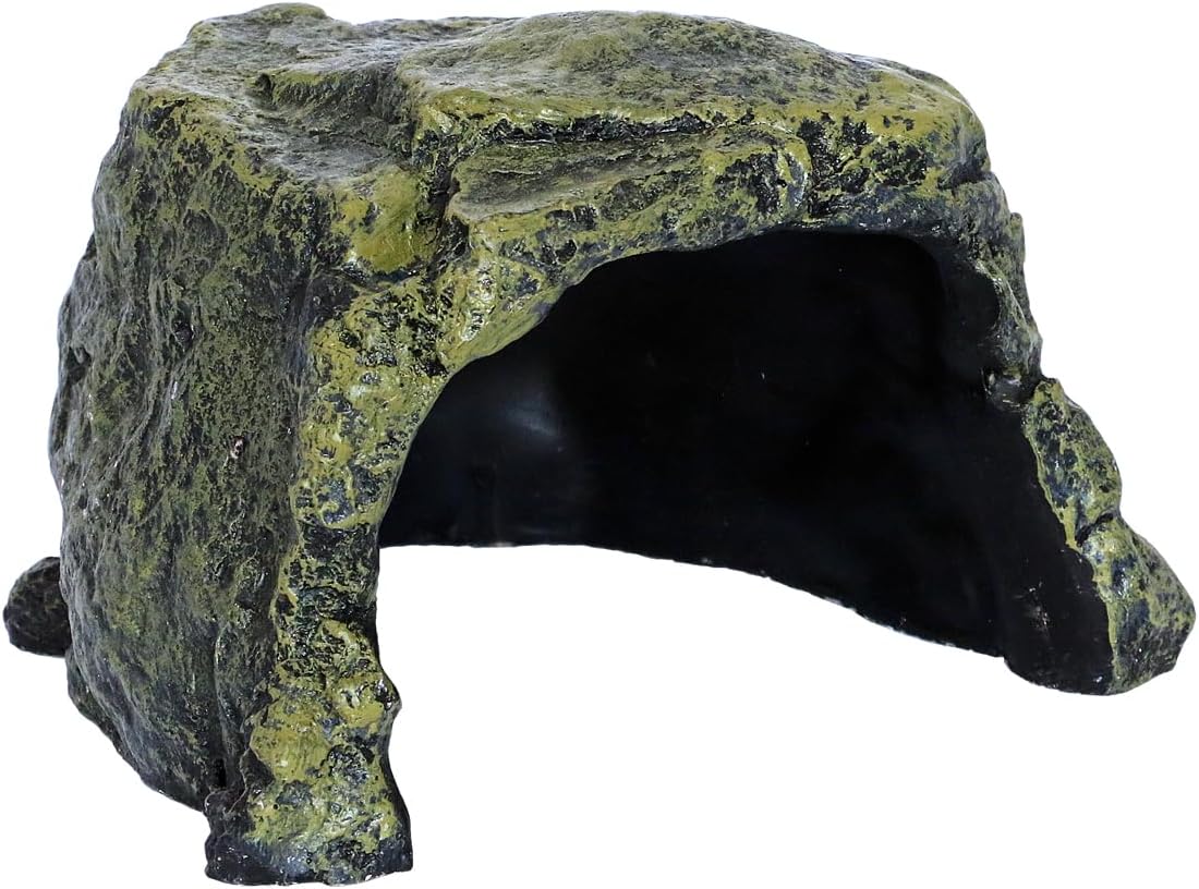 Rock Hide Cave for Reptiles, Amphibians Rock Den - Terrarium & Aquarium Decor, Great for Bearded