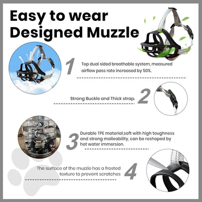 Dog Muzzle, Basket Muzzle for Small Medium Large Dogs, Anti-Biting and Chewing, Lightweight &