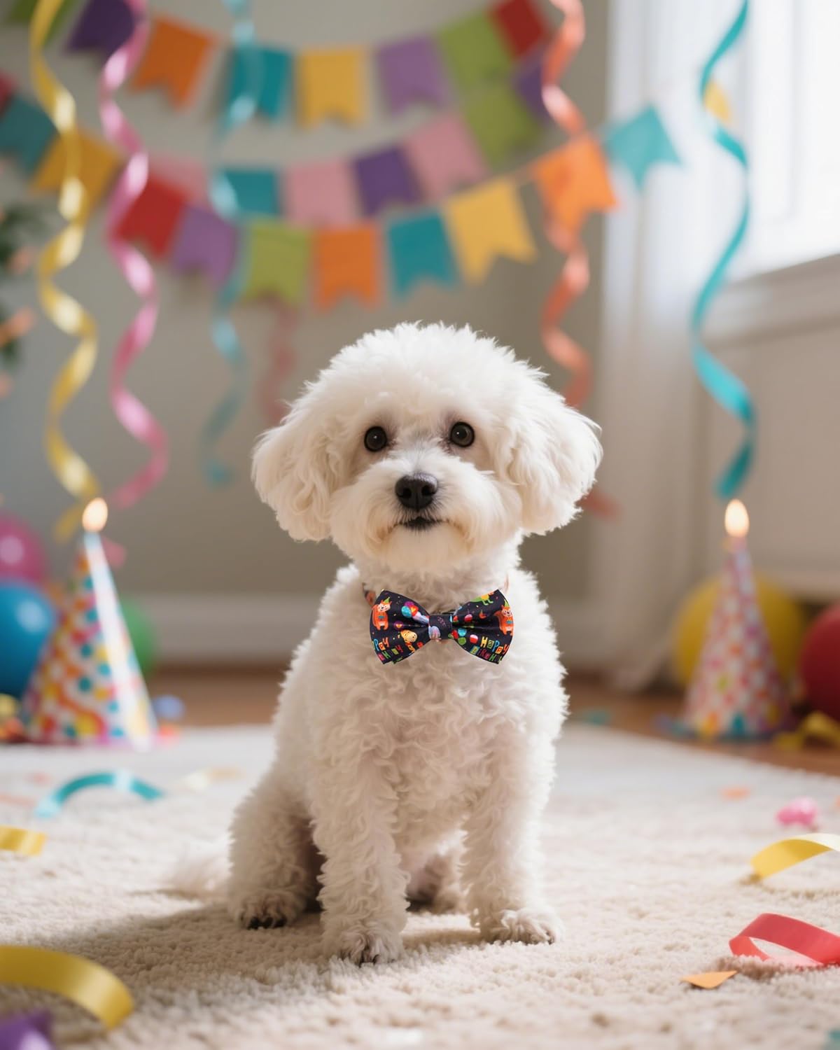 PET SHOW 5 Pack Happy Birthday Small Dog Bow Ties Sliding Collar Attachment Puppies Cats Pet