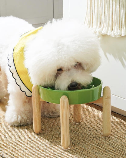 LE TAUCI Ceramic Slow Feed Dog Bowls, Elevated for Small Breeds, Anti-Gulping, Non-Slip, 6 inch