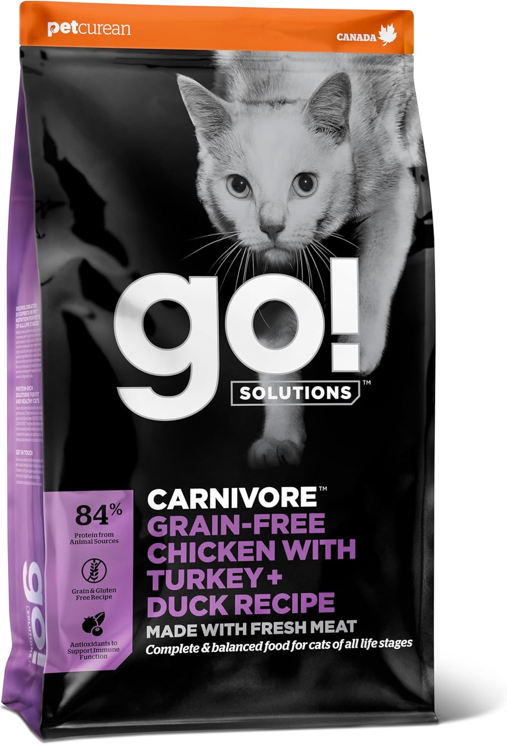 Go! Solutions Carnivore, Grain-Free, Protein Rich Dry Cat Food, Chicken, Turkey and Duck Recipe, 3