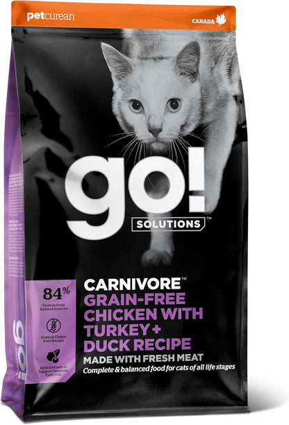 Go! Solutions Carnivore, Grain-Free, Protein Rich Dry Cat Food, Chicken, Turkey and Duck Recipe, 3