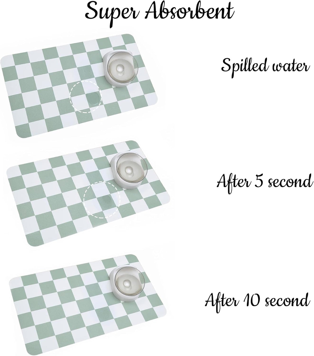 Ralxion Checkered Dog Feeding Mat, Absorbent Mats for Dog Food and Water Bowl, Dispenser, Retro