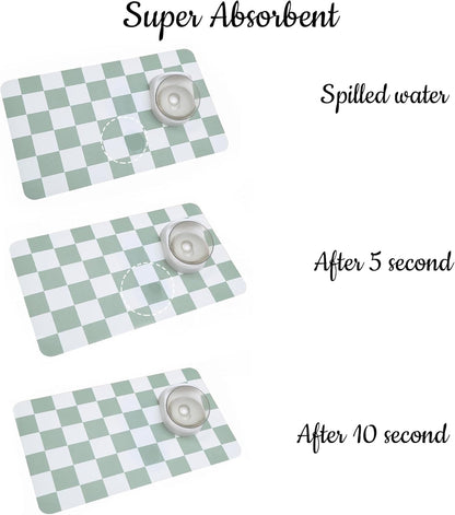 Ralxion Checkered Dog Feeding Mat, Absorbent Mats for Dog Food and Water Bowl, Dispenser, Retro