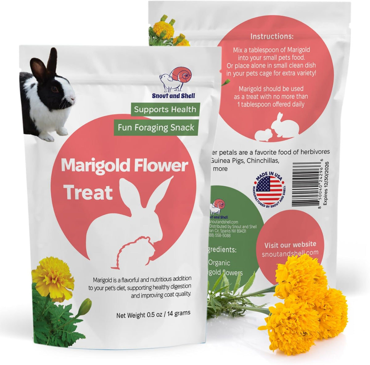 Snout and Shell Marigold Flower Treat for Small Pets – Organic, Healthy Digestive Support – Fun