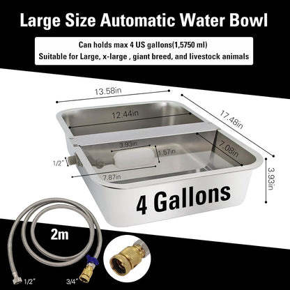 4Gal Automatic Water Bowl Dispenser for Dogs,Pig Waterer,Outdoor Automatic Dog Water Bowl,Stianless