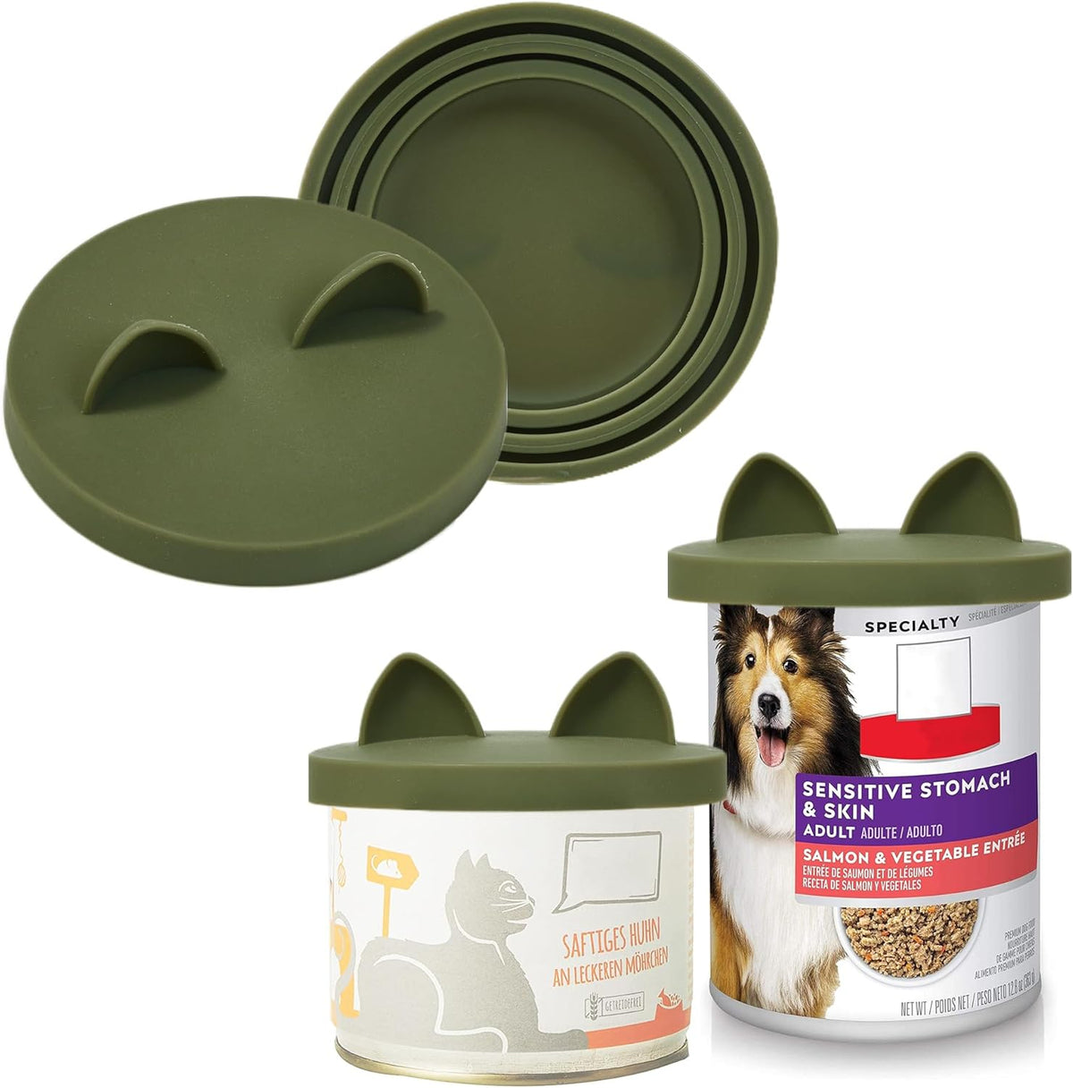 OHMO 2 Pack Dog Food Can Lids, (3, 12, 14oz etc.) Universal Size BPA Free Silicone Covers for Cat