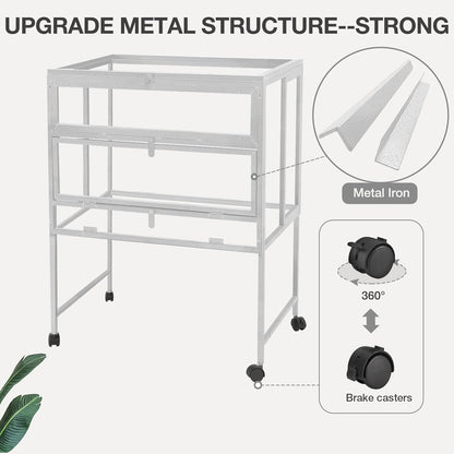 Guinea Pig Cage, Moveable Metal Frame Hamster Cage Anti-Chewing with Aluminium Alloy Edge