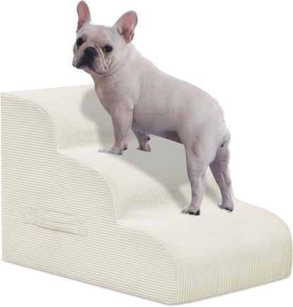 Dog Steps for Small Dogs, 3-Step Pet Ramp Stairs for High Beds and Sofa, Non-Slip Pet Stairs for