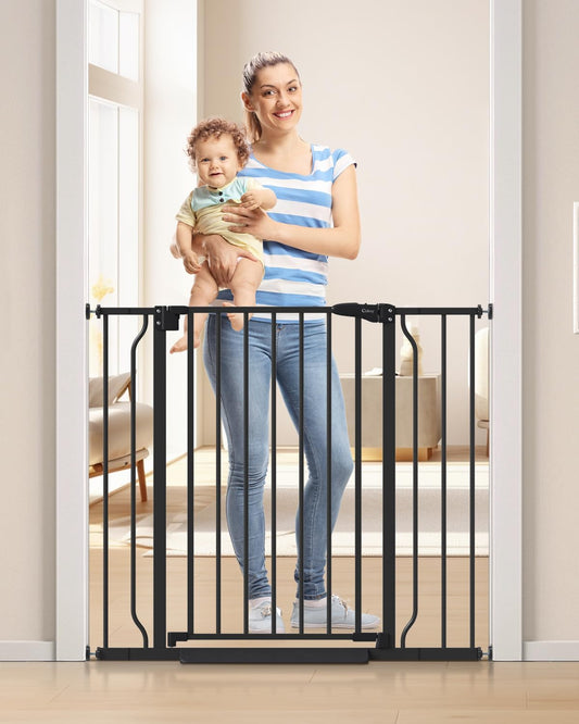 34" Extra Tall Baby Gate for Stairs, Auto Close Stroller Friendly Dog Gate Indoor for Doorways