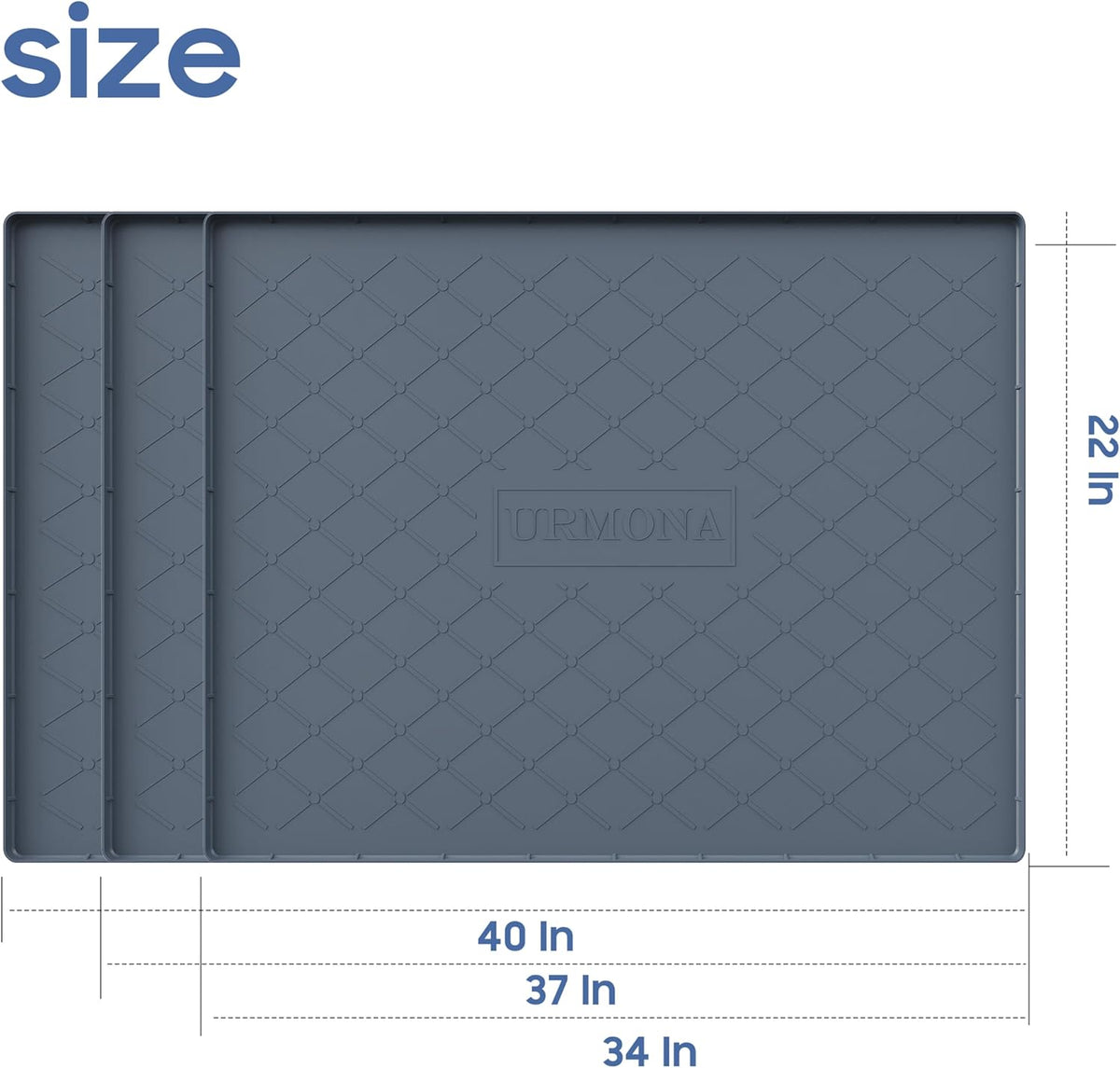 URMONA Large Dog Food Mat, 40" x 22" Pet Food Mat, Waterproof Dog Cat Food Mat with Raised Edges