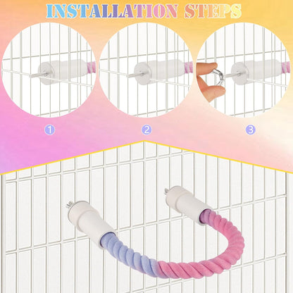 4Pcs Rope Perches for Bird Cages, Bendable Climbing Rope Cage Accessory Toy, Perfect for Parrots