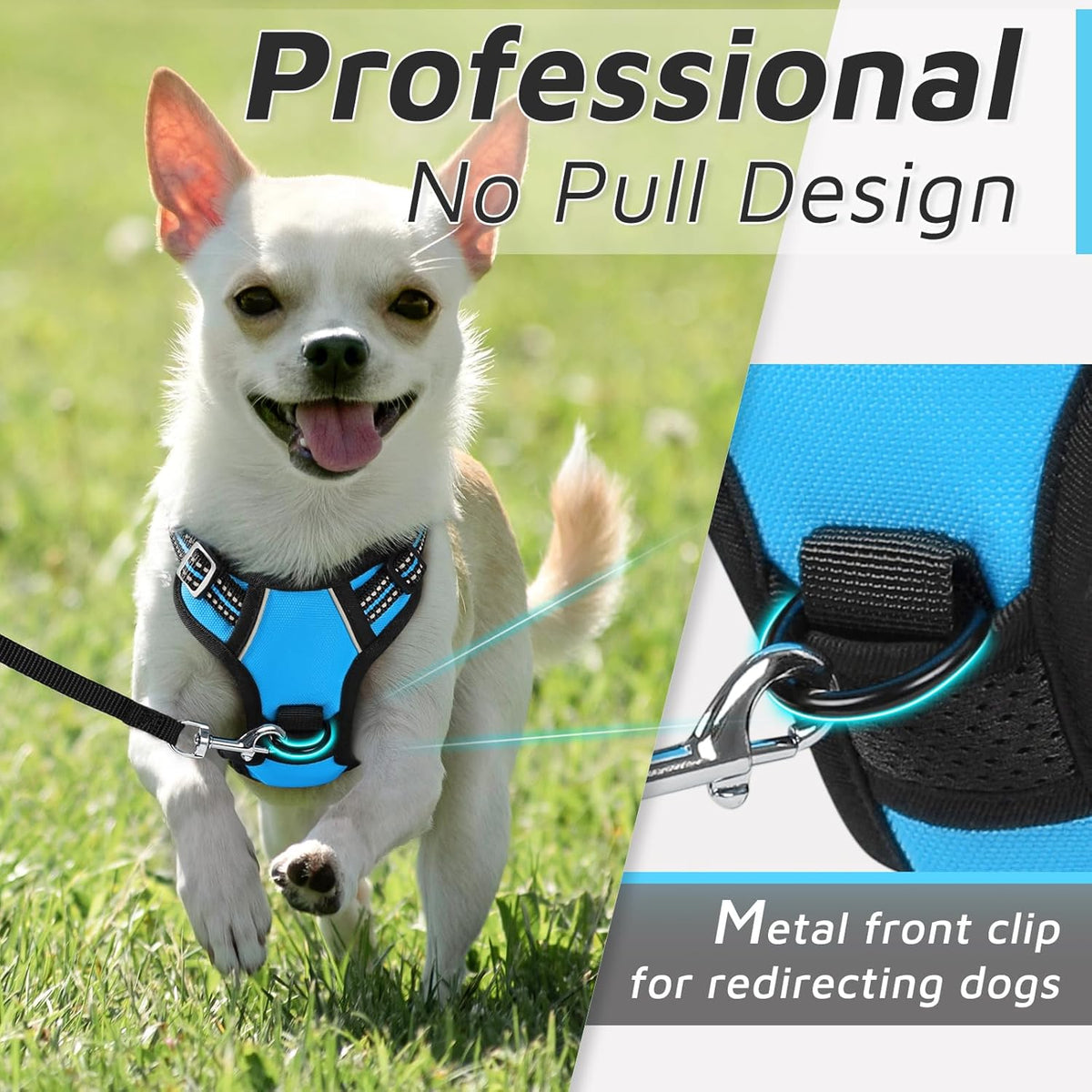 Eagloo Small Dog Harness No Pull, Service Vest with Reflective Strips and Control Handle