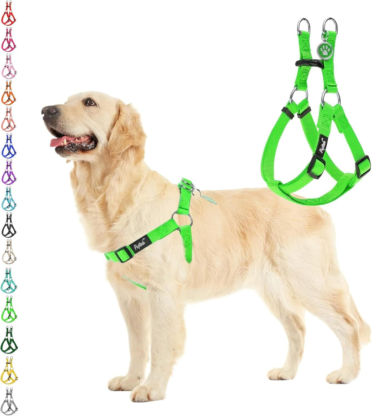 PUPTECK No Pull Dog Harness Soft Adjustable Basic Nylon Step in Puppy Vest Outdoor Walking with ID