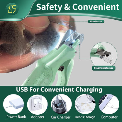 Dog Nail Clippers & Cat Nail Clipper with Catcher, 2 in 1 Dog Nail Trimmers & Grinder with Light
