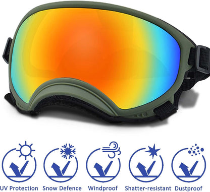 Winproof Adjustable Strap Dog Sunglasses, UV Protection, Suitable for Medium-Large Dogs, Soft