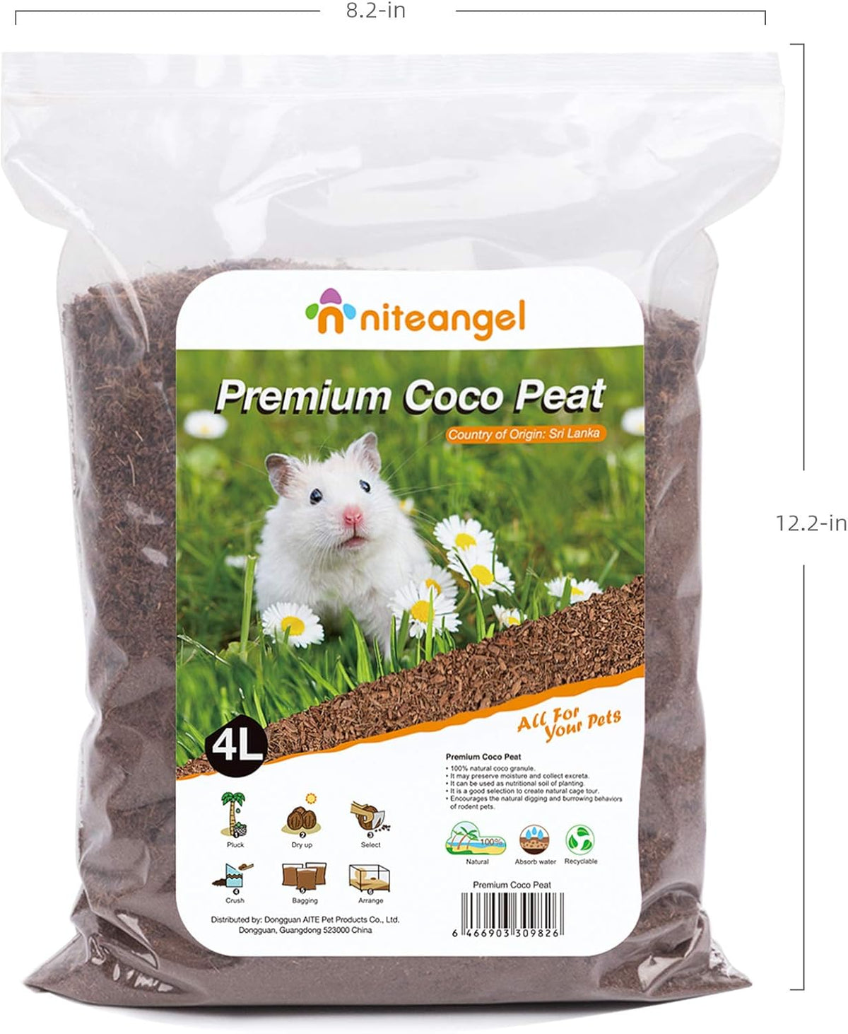 Niteangel Natural Coco/Cork Hamster Bedding Pet Litter for Dwarf Syrian Hamsters, Gerbils, mices