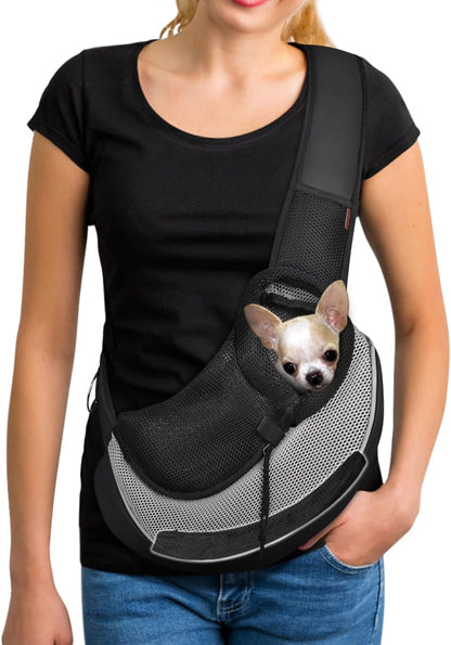 YUDODO Pet Sling Carrier for Small Dogs & Cats – Hands-Free Puppy Carrier with Safety Hook, Large