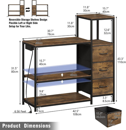 20 Gallon Aquarium Stand with Power Outlets Fish Tank Stand with 3 Drawers Metal Frame Heavy Duty