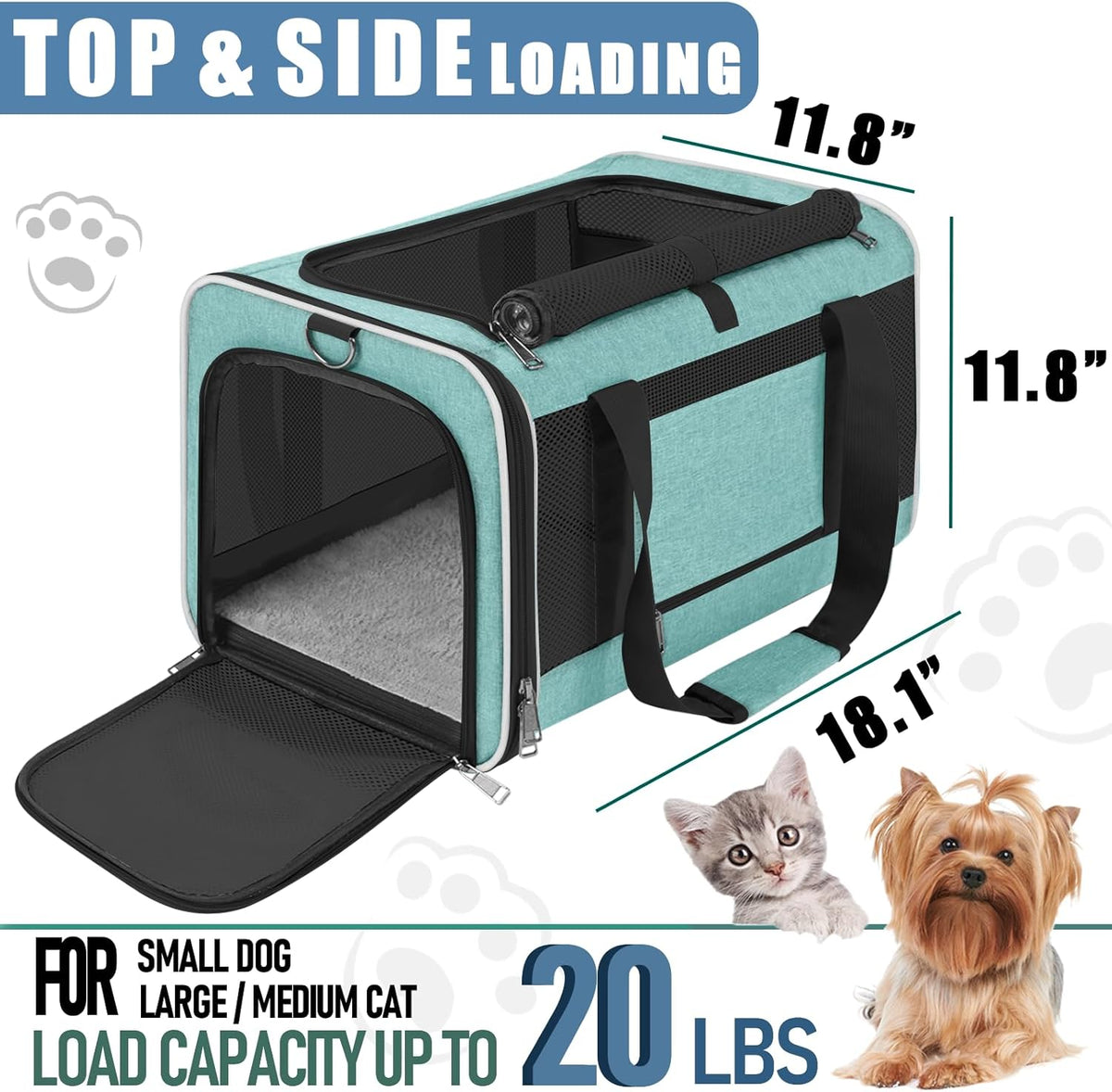 Soft Cat Carrier Large Cat 20 lbs/Kitty Cat Travel Crate for Pet Top Load/Small Dog Sturdy