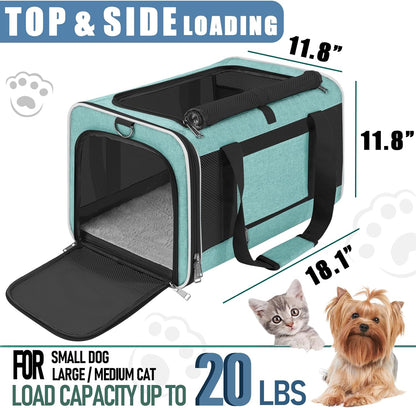 Soft Cat Carrier Large Cat 20 lbs/Kitty Cat Travel Crate for Pet Top Load/Small Dog Sturdy