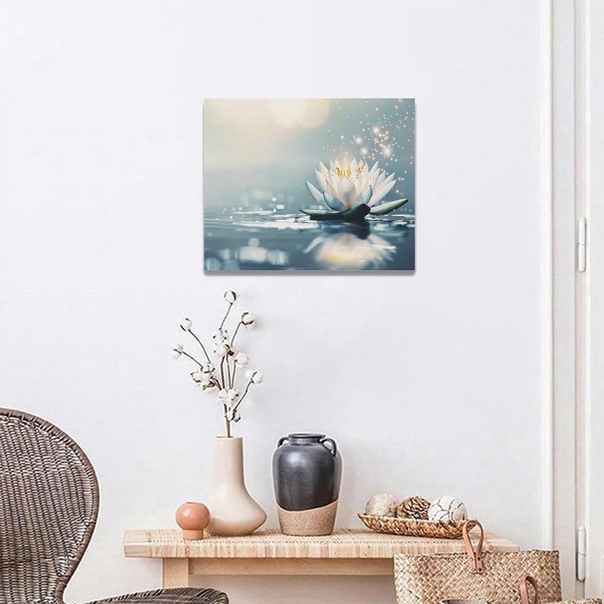Bathroom Lotus Wall Art Floral Pictures Zen Meditation Wall Decor Yoga Spa Spiritual Canvas Print