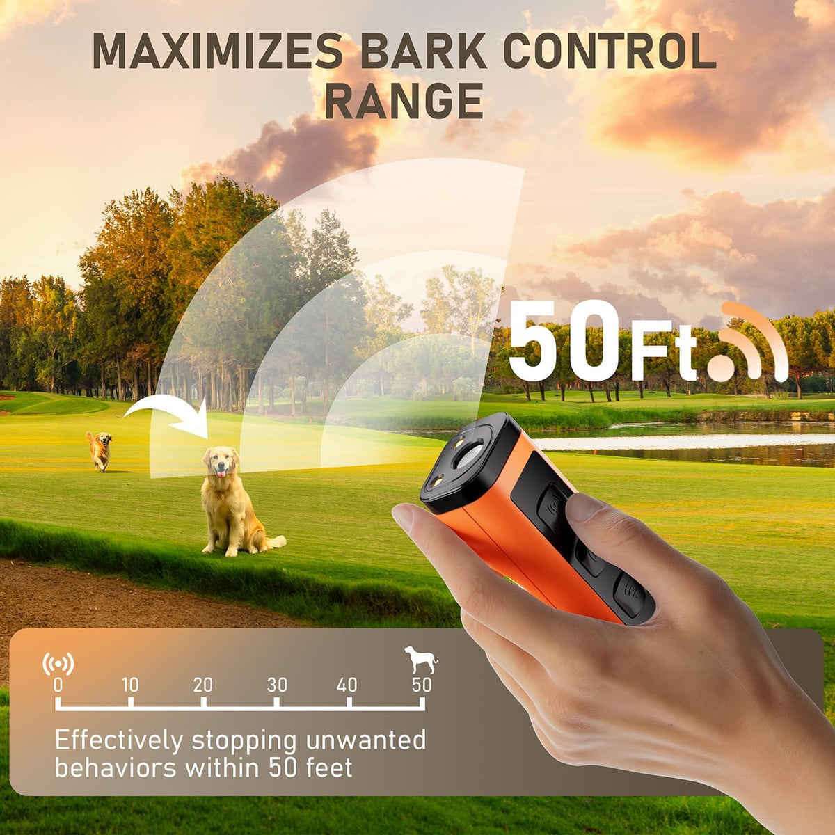 Dog Bark Deterrent Devices Rechargeable Anti-Barking Device for Dogs 50ft Long Range Ultrasonic