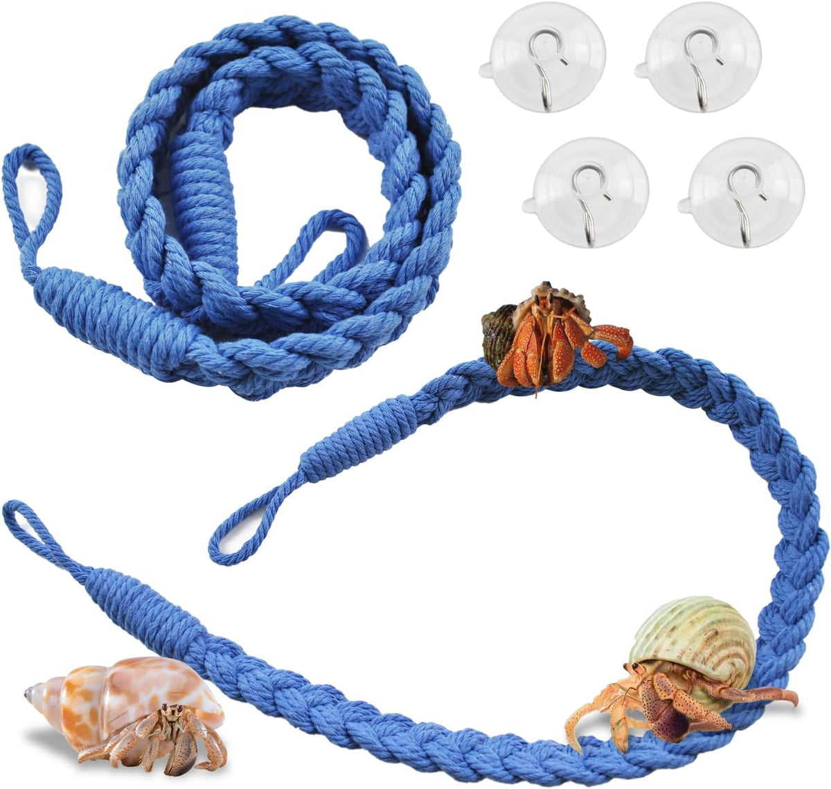 2PCS Hermit Crab Climbing Toys,Hermit Crab Rope Ladder Decor Reptile Hanging Vines Toys Hermit Crab