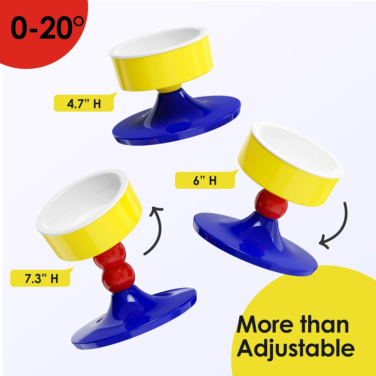 Ceramic Elevated Raised Cat Bowls,Cat Food Dish with Stand, 3 Height Adjustable Raised Dog Bowl